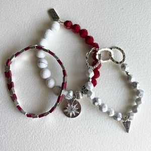 Erimish Red and White 3 Stack - EXTENDED SIZE FITS TO 8 “ wrist size